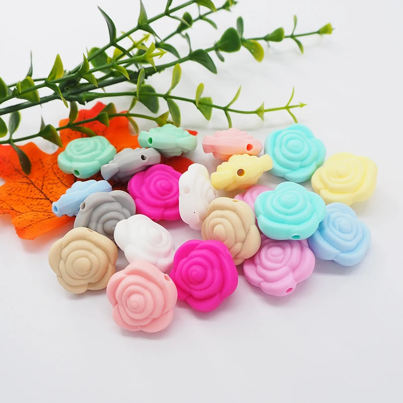 

Chenkai 50PCS BPA Free Silicone Rose Beads Baby Flower Teething For DIY Chewable Nursing Pendant Pacifier Chain Accessories