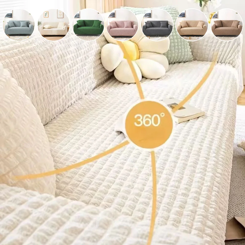 

Sofa Cover Seersucker Elastic Full Surround Sofa Cover for Living Room Corner Sofa Slipcover 소파 커버 Funda De Sofá 1/2/3/4 Seater