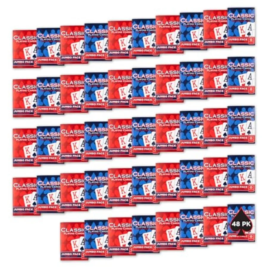

Classic Playing Cards 48 Pack,,Red and Blue Casino Quality Bulk Playing Card Decks, Bulk Playing Cards for Poker, Black Jack, E