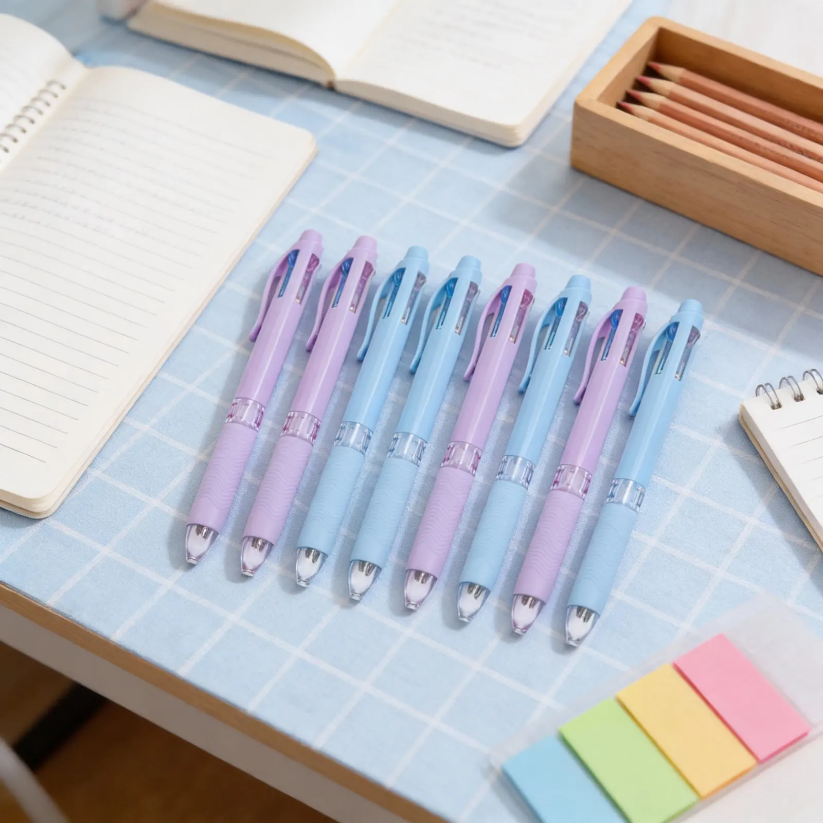 8Pcs Multicolor Retractable Ballpoint Pens Set 4 Smooth Flow Portable Desktop Travel Pen Kids Adults Study
