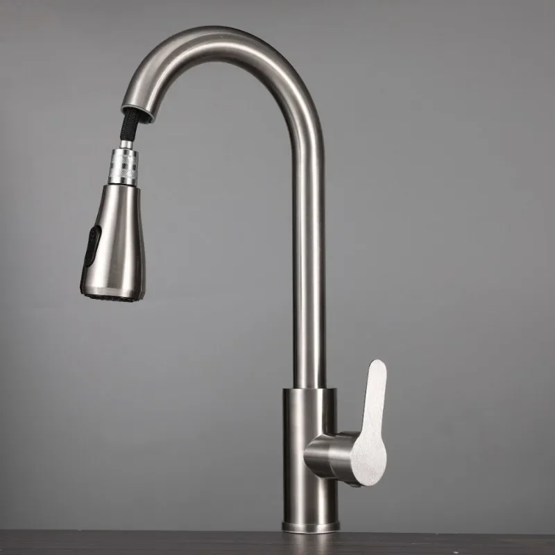 With Two 360 Swivel Pull-out Modes Single-lever Accessory Articulated Faucet Kitchen Sink Mixer Stainless Steel