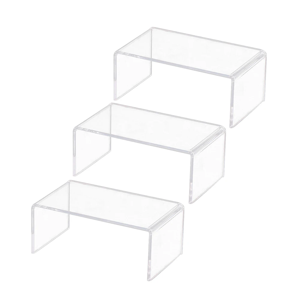 3Pcs Shoe Display Stand Acrylic Clear Risers U Shape Storage Rack for Cosmetics Jewelry Organizer Makeup Display