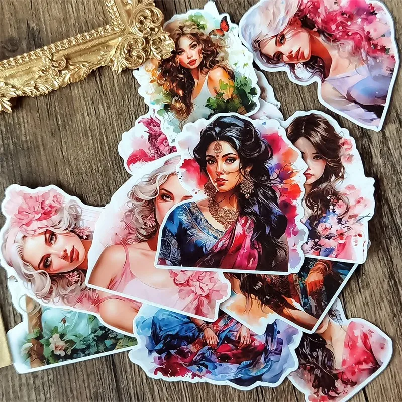 Watercolor exotic beauty Stickers: Sweet and Cute Characters for Journaling, Scrapbooking and DIY Crafts  stationary  planner