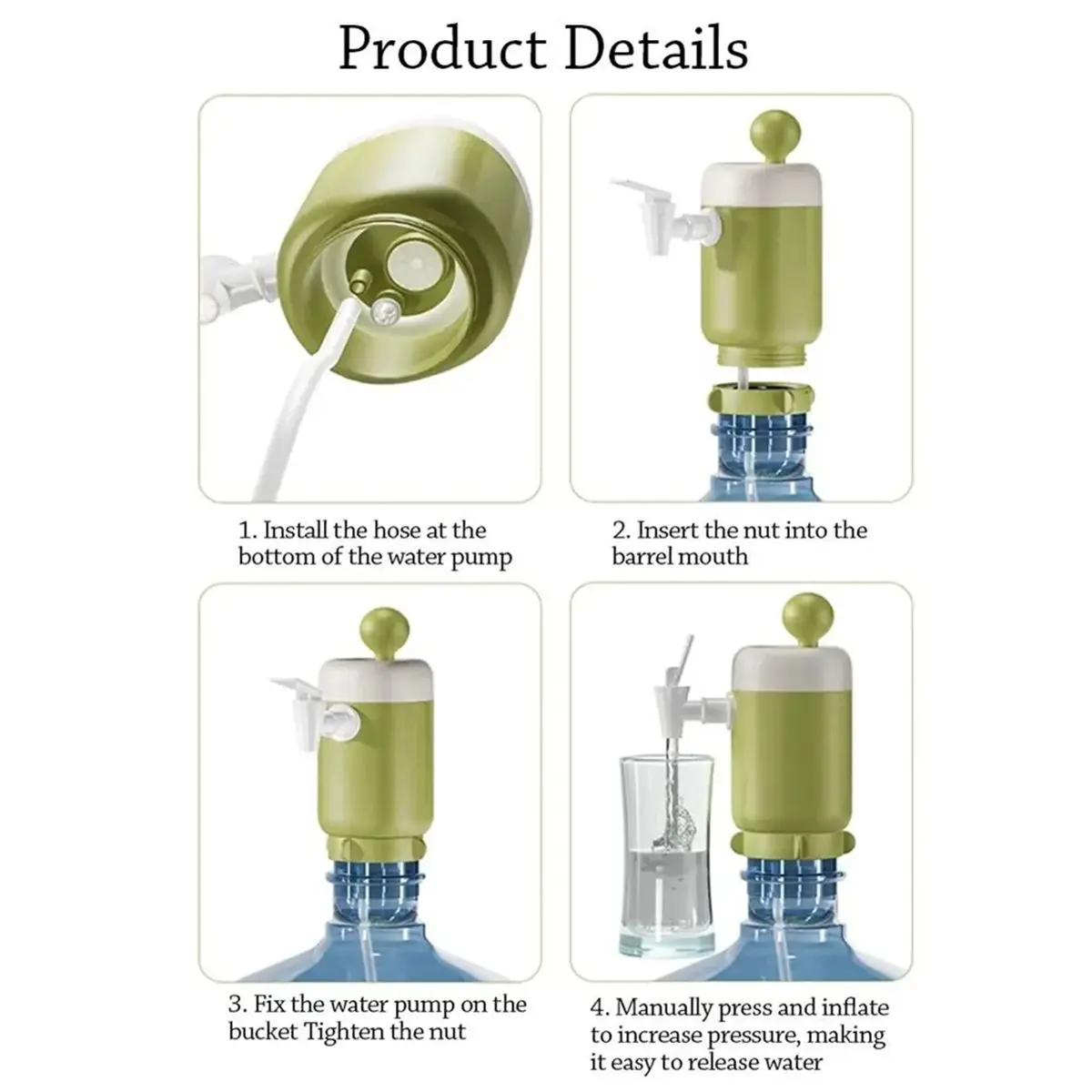 (A02R] Portable Automatic Water Dispenser Hand Press Pump Bucket Water Pressure Pump for Easy Drinking Water Access