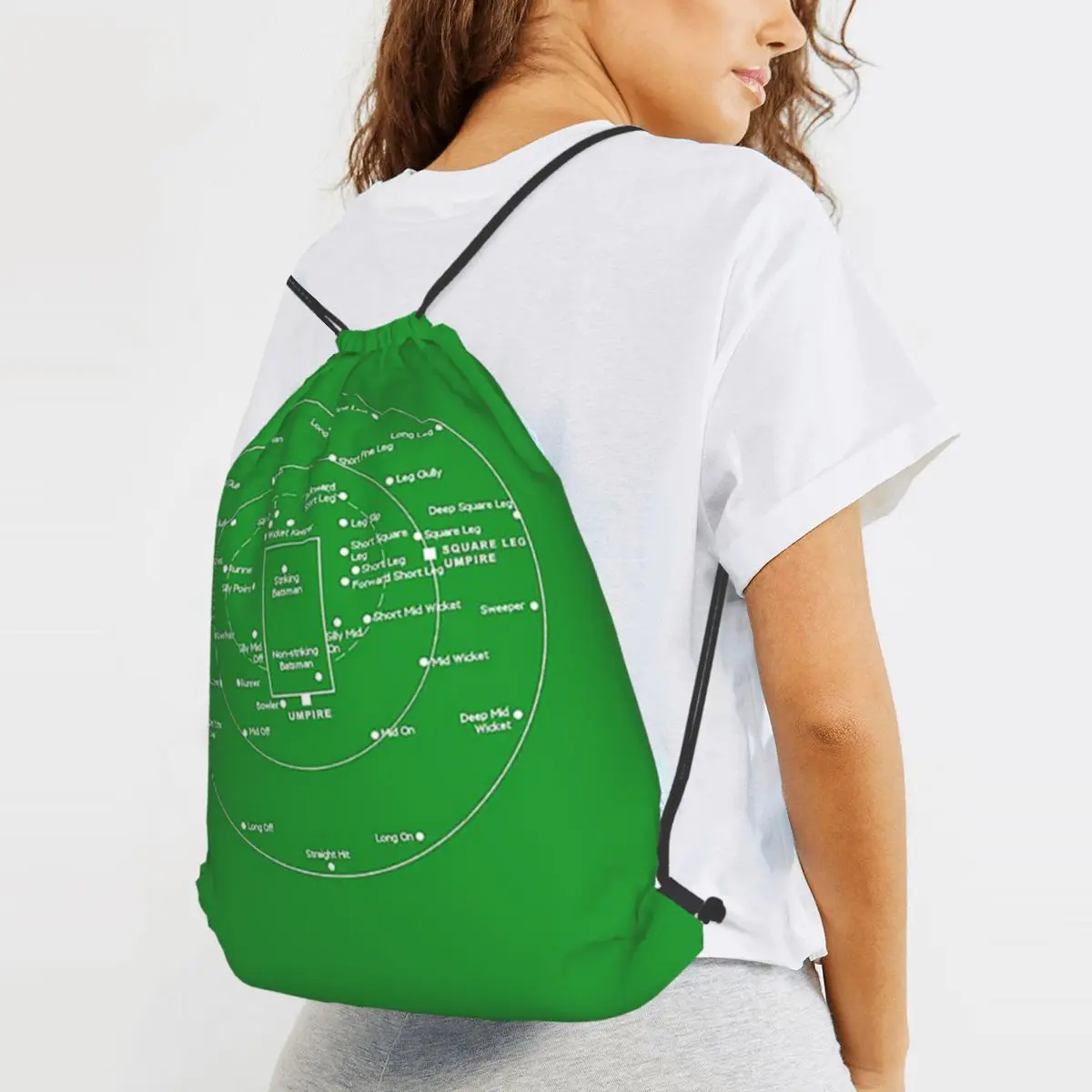 

Cricket Pitch Positions- Fielding Positions Diagram Backpacks Fashion Drawstring Bags Sports Bag Book Bags for Man Woman School