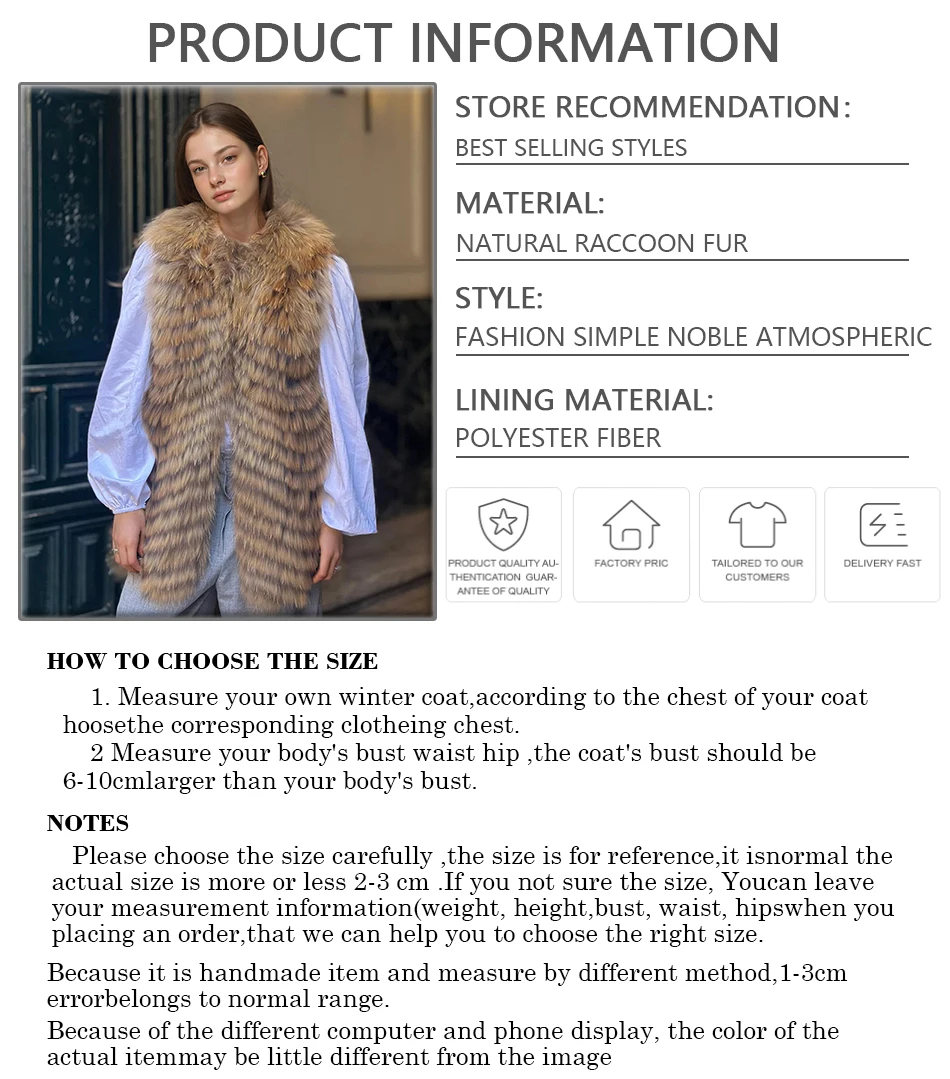 Natuurlijk wasbeerbont Vest Lang natuurlijk bont Vest Crop bontjas Nieuwe Outerwears Warm luxe mouwloos bont voor dames