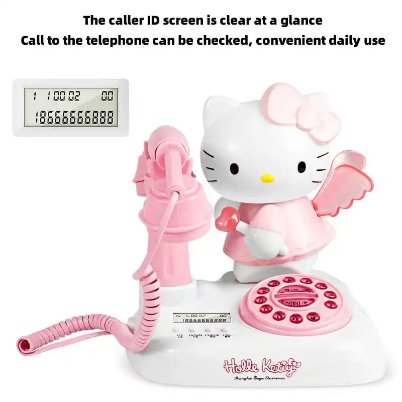 Kawaii Genuine Sanrio Hello Kitty Retro Landline Cartoon Anime European Style Telephone Cute Creative Wired Telephone Toy