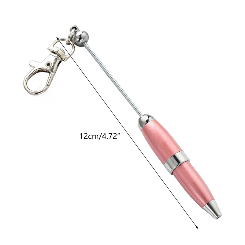 5pcs Beadable Ballpoint Pen with Keychain 1.0mm Pen Metal Stationery Pen Bead Rollerball Pen for School Office image 6