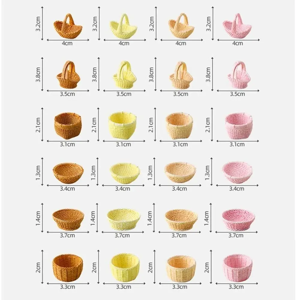 High Quality 3-4cm Mini Dollhouse Miniature Furniture Dollhouse Simulation Decoration' Resin Bamboo Basket Chair Dustpan