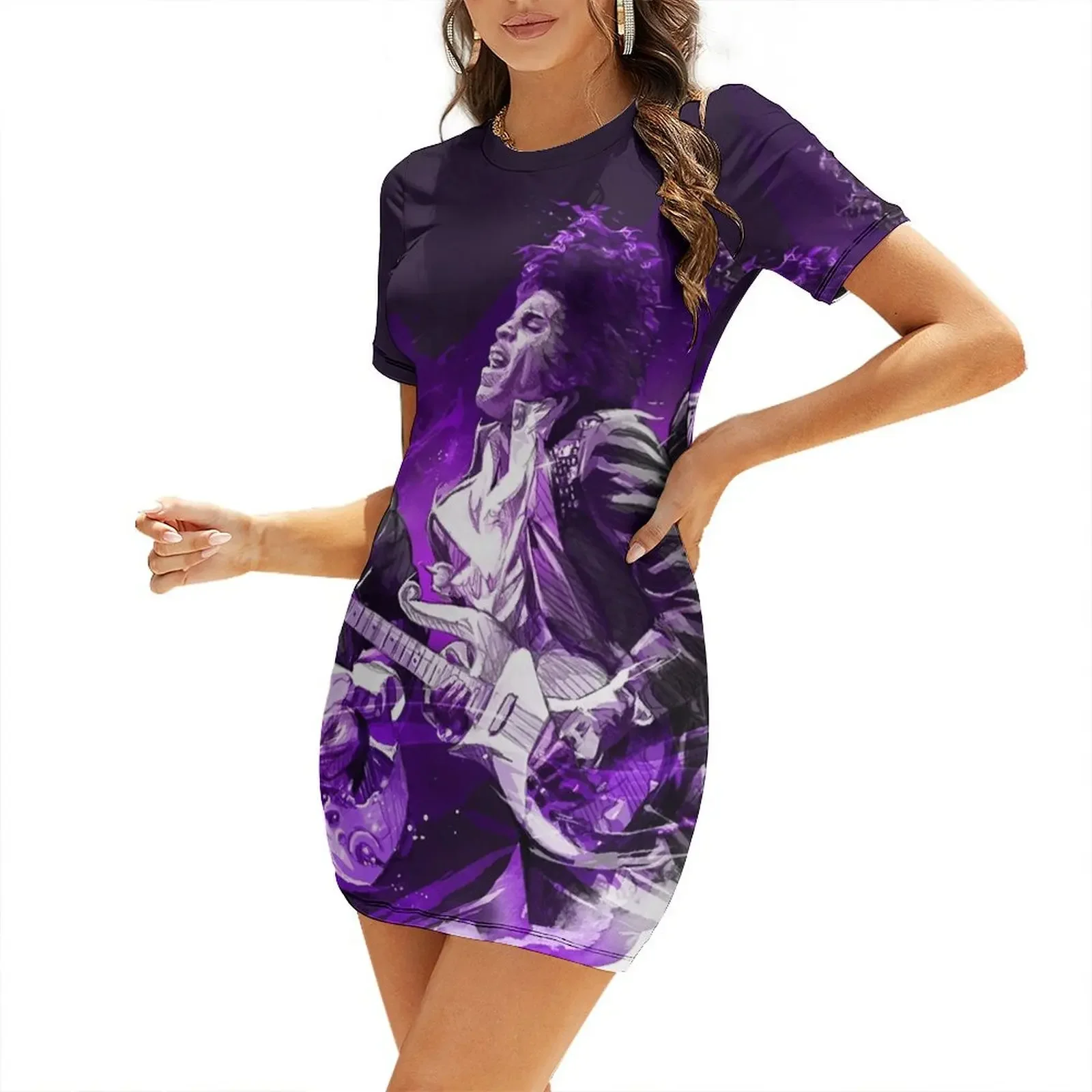 

Guitar Goods Short-Sleeved Dress cute dress luxury woman evening dress