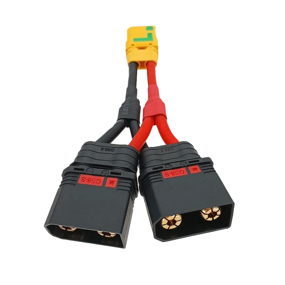 5 個の Amass XT90S プラグ QS8 アンチスパークコネクタ XT90 パラレル Y ケーブル 10AWG 100mm ワイヤー付き DIY RC リポバッテリー部品用