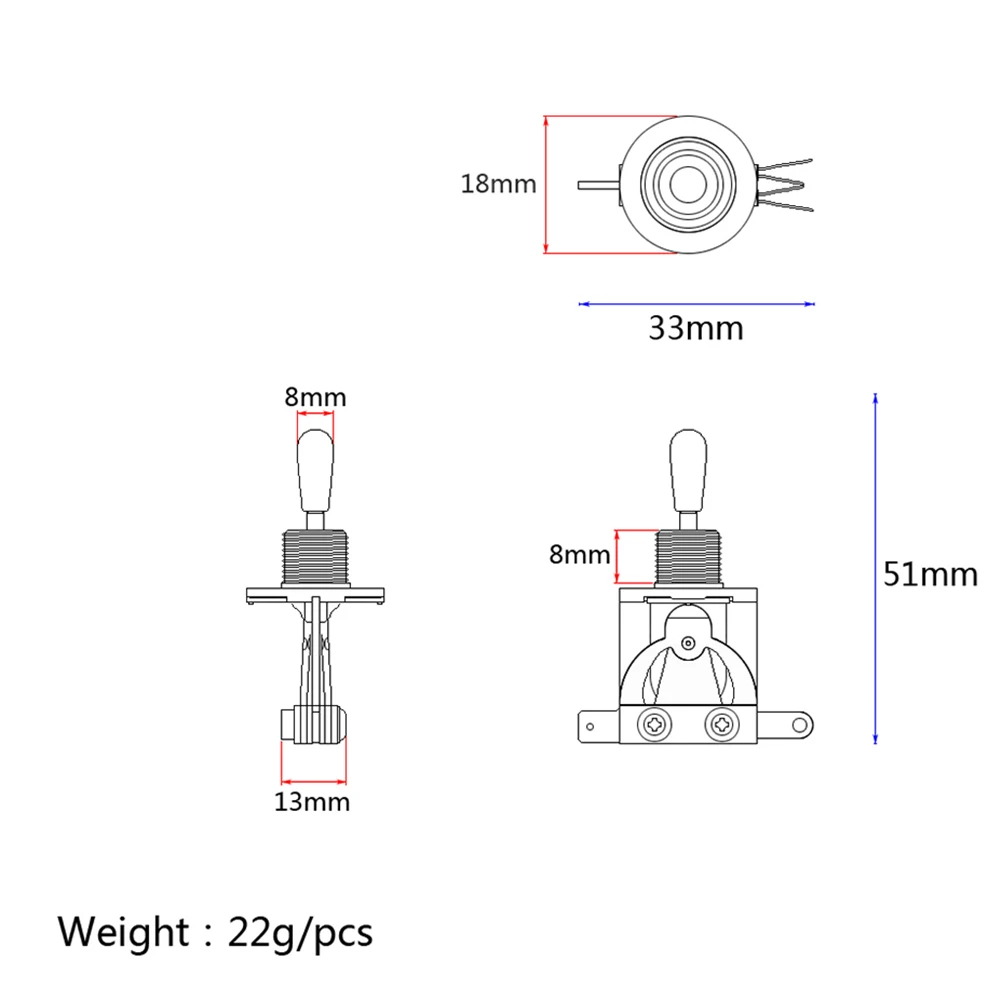 

2pcs 3-Way Switch Electric Pickup Selector Head White Durable Quiet Replacement For 3 Way Electric Guitar Toggle 3 Way Guitar