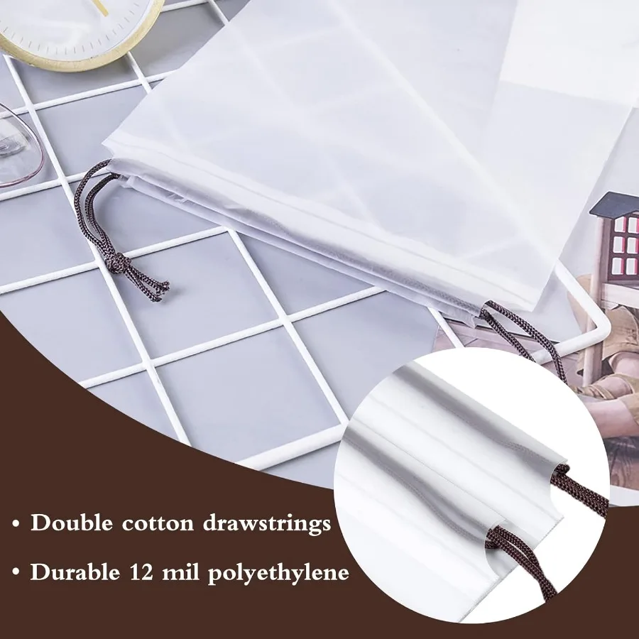 50枚入り 半透明トラベルシューズバッグ 大型クリアシューズ収納ポーチ ロープ巾着付き ポータブルD用 パッキングと整理に