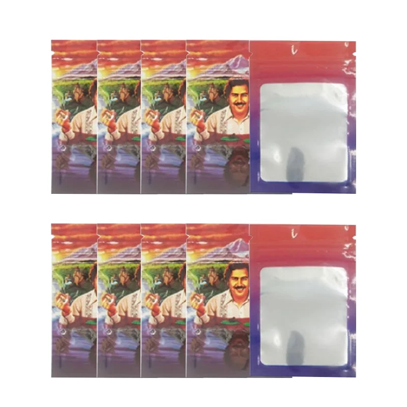 Bolsa de Mylar con revestimiento de aluminio de dibujos animados,Malezas a prueba de olores, con cierre de cremallera, para galletas, dulces, polvo, bolsas holográficas para almacenamiento de alimentos