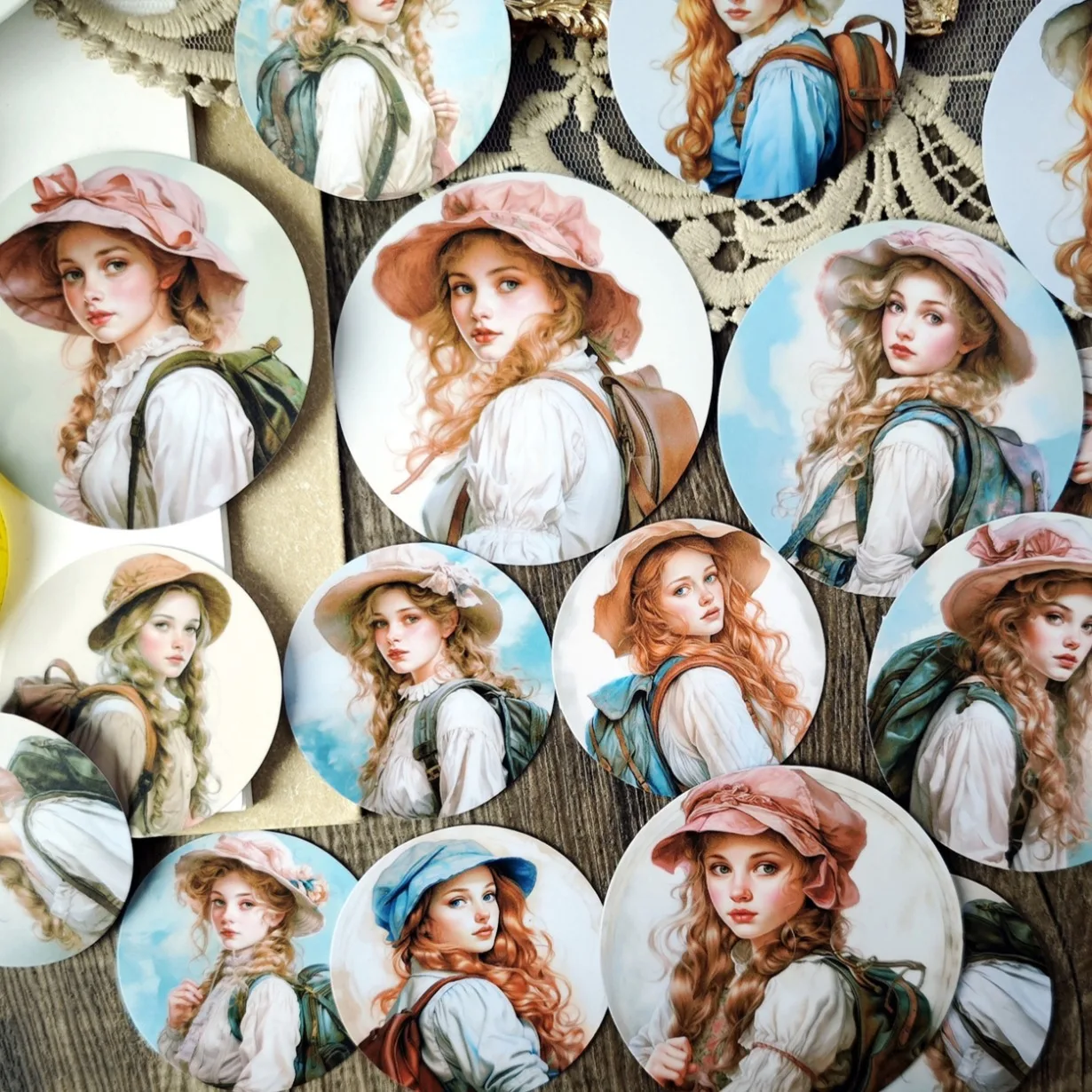 

1 Set Cute Watercolor Retro Girl Avatar Stickers Scrapbooking /Decorative/DIY Craft Photo Album Journal Decor Album Diary Label