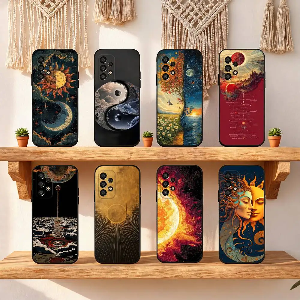 Sun And Moon Phone Case For Samsung Galaxy S25 FE S24 S23 S22 S21 S20 S10 S10E Ultra Plus FE Note 20 Ultra Black Cover