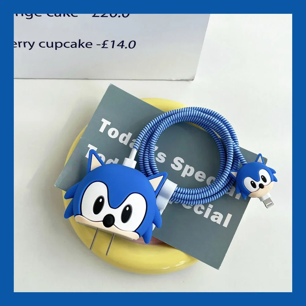 Sonics Data Cable Protect Cover Anime Action Figures IPhone Charger Take A Bite Wire Case Datas Wire Accessory Gift Hot Sales