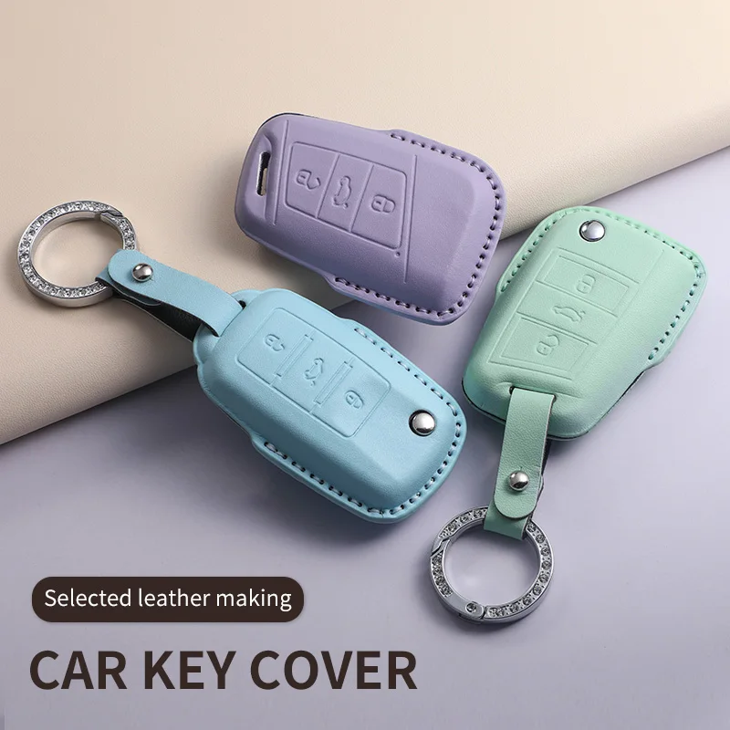 

PU Leather Car Remote Key Fob Casing Keychain Cover for Volkswagen Passat CC Golf Santana Bora Polo LAVIDA Tayron Tharu Tiguan