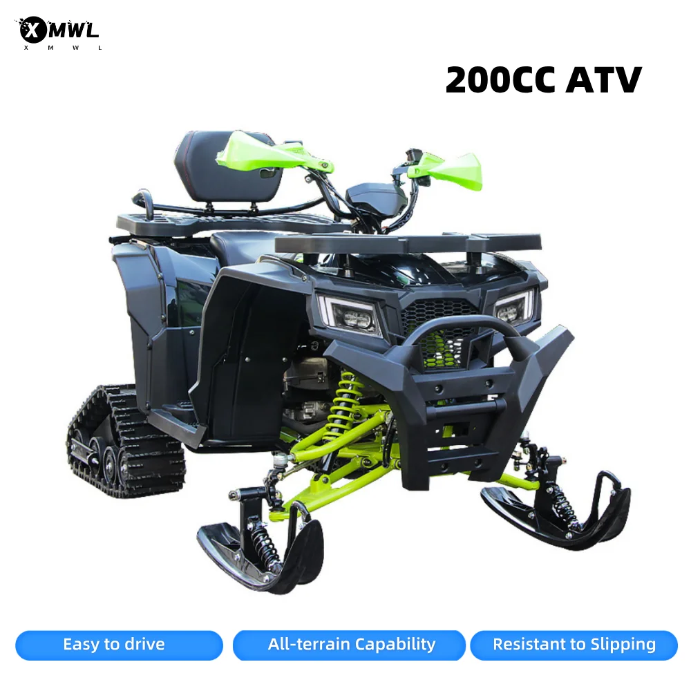 

200cc Snow ATV Four Wheel Off-Road Track Motorcycle Ski Adult Snowmobile with Hydraulic Disc Brakes and LCD Display All Terrain