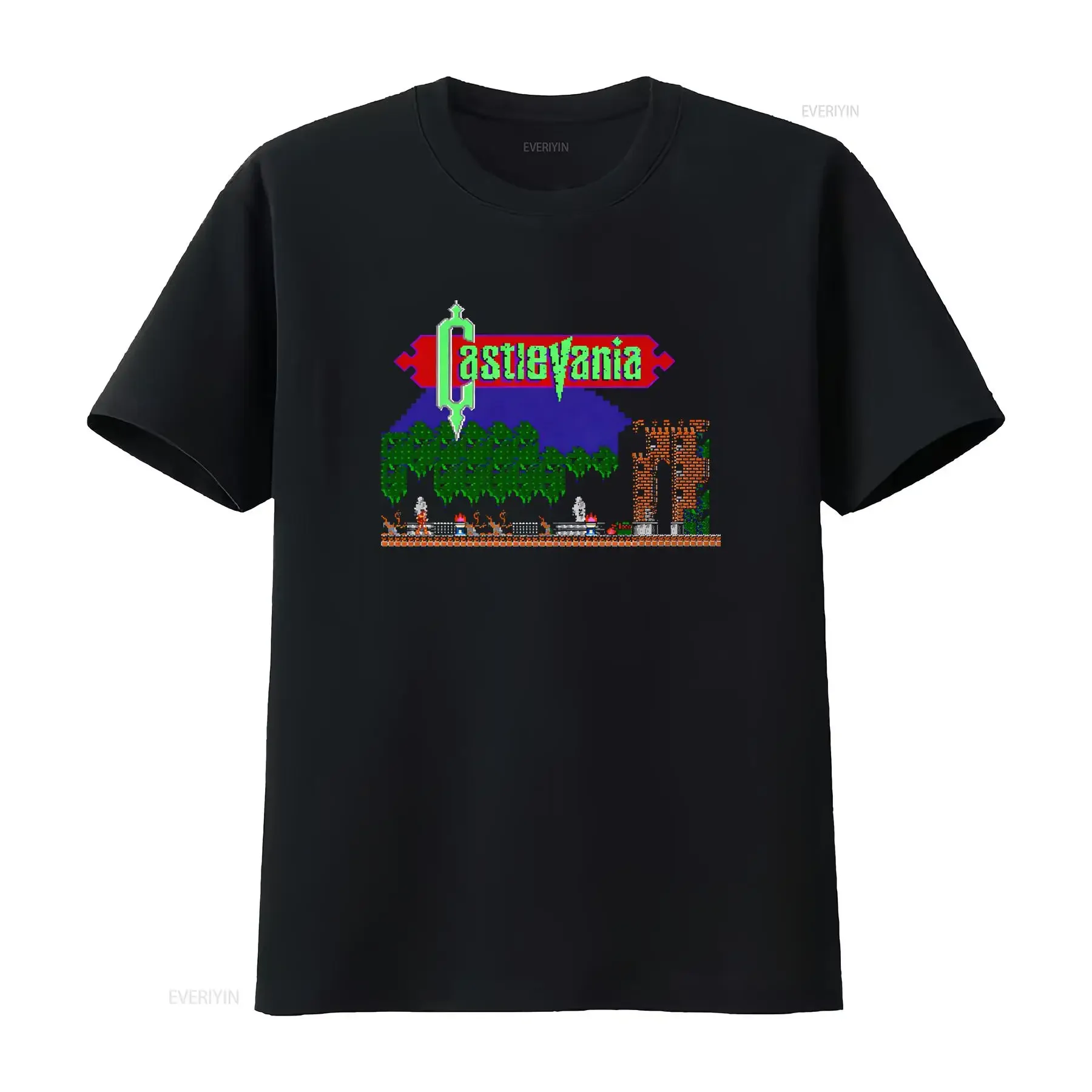 Castlevania NES screen stage 1 T Shirt BLACK all sizes S 5XL 100 cotton vintage Washed Top For Everyday Wear fashion Slightly