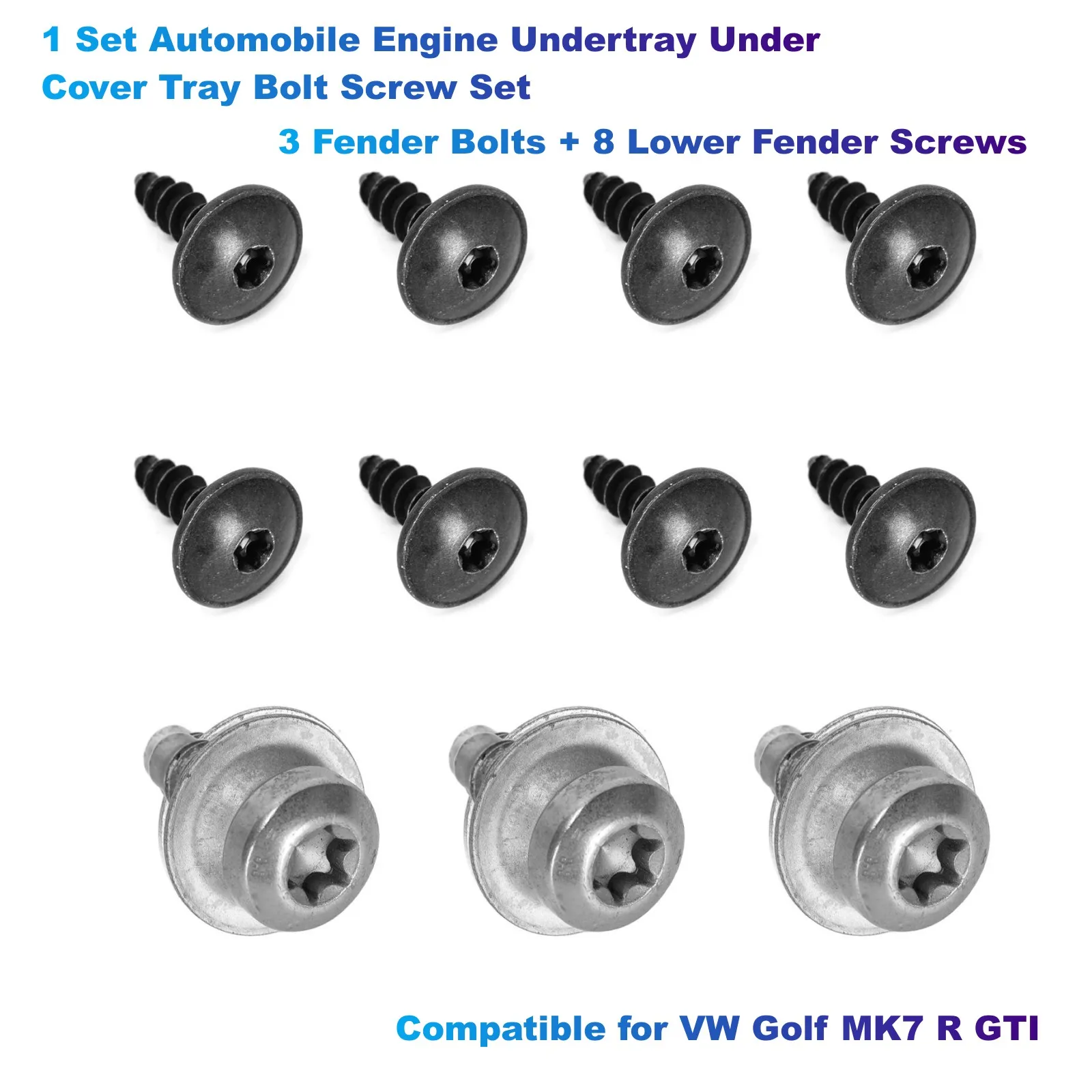 

1 Set Automobile Engine Undertray Under Cover Tray Bolt Screw Set Compatible for VW Golf MK7 R GTI