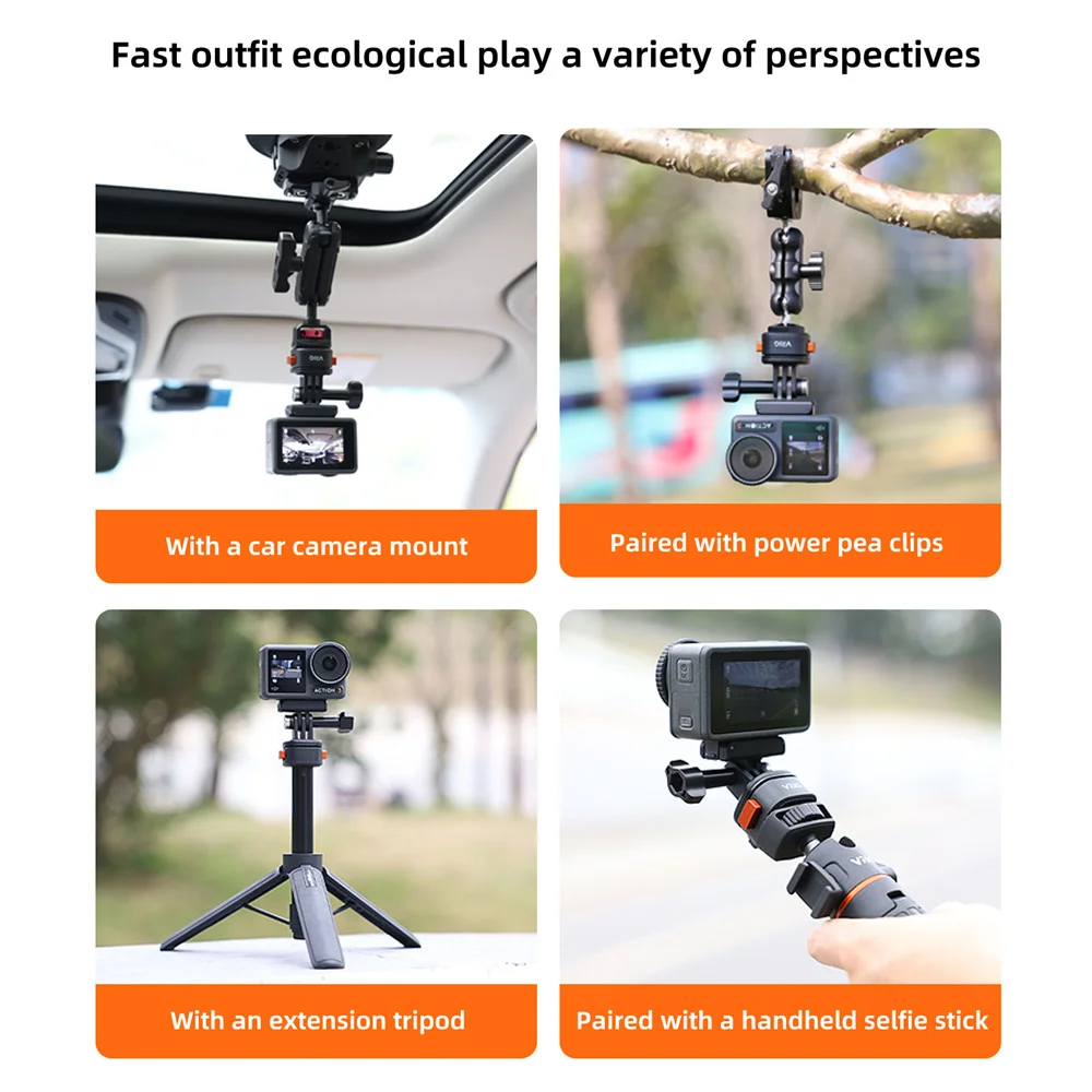 VRIG Magnetic Adapter Action Camera Accessories Quick-Release 1/4 Magnet Base Mount for Gopro 12 11 10 9 8 7 6 5 OSMO Insta360