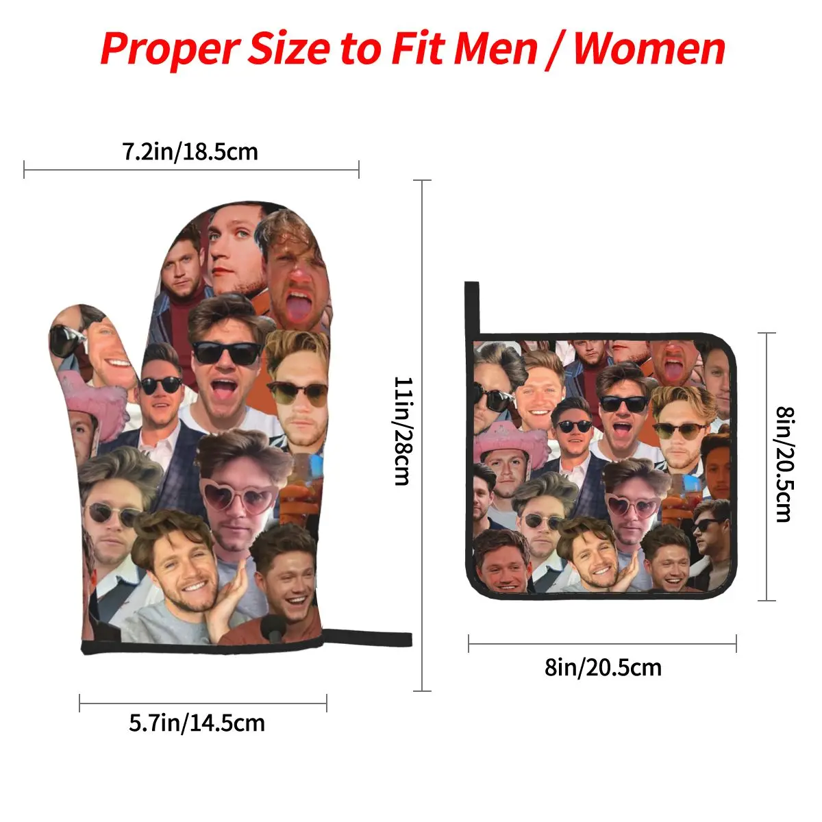 NiallHoran Photo Collage Oven Mitts and Pot Holder Sets of 4 for Baking Kitchen Cooking BBQ Resistant Non-Slip Gloves