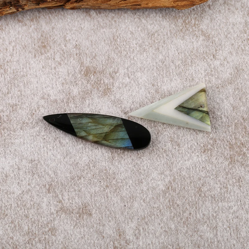 Natural Stone Gemstone Pendant BeadLimited Edition - High-grade Labradorite Combination Set Jewelry DIY Making 29x18x3mm 5g