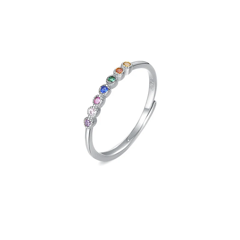 Softpig echte 925 Sterling Silber bunte Zirkon runden verstellbaren Ring für Frauen edlen Schmuck minimalist ischen Accessoires