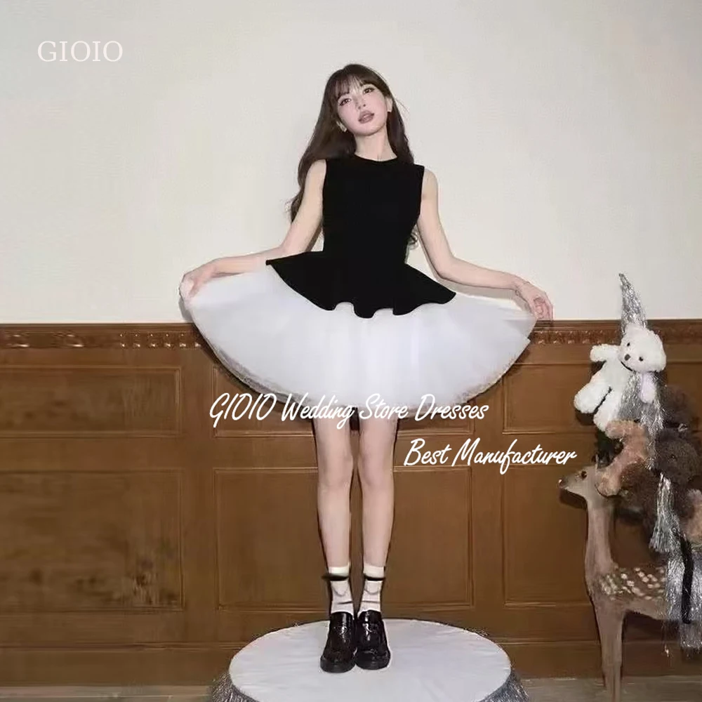 

Gioio Chic O Neck Short Evening Dresses a Line Black Velvet Korea Wedding Photos Shcustomizedoot Dress Above Knee Bride Dress