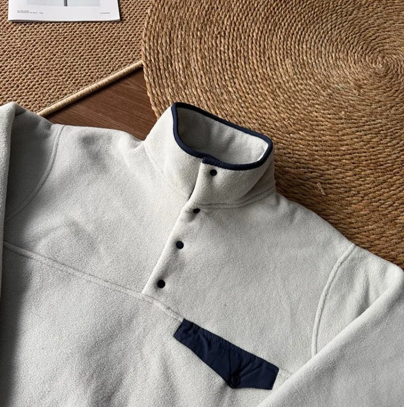 Patag Herbst und Winter Outdoor Radfahren und Wandern Fleece warme Fleecejacke, farbblockierter Stehkragen-Pullover-Hoodie