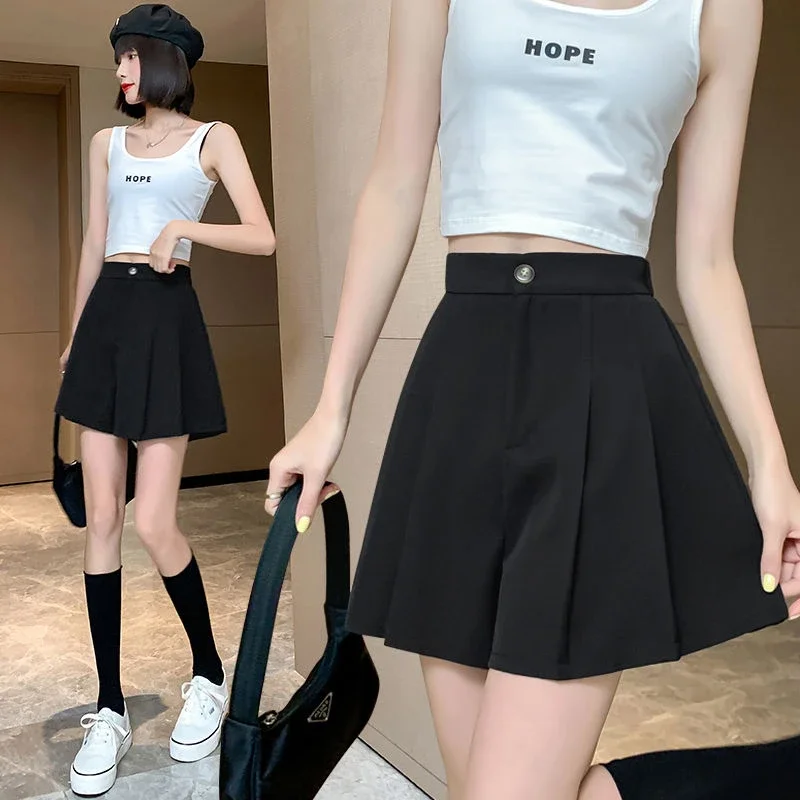 Women's Shorts Baggy Culotte Loose Short Pants for Woman To Wear Work Skirt Office Nylon Y2k Harajuku Outfits Summer Casual Hot