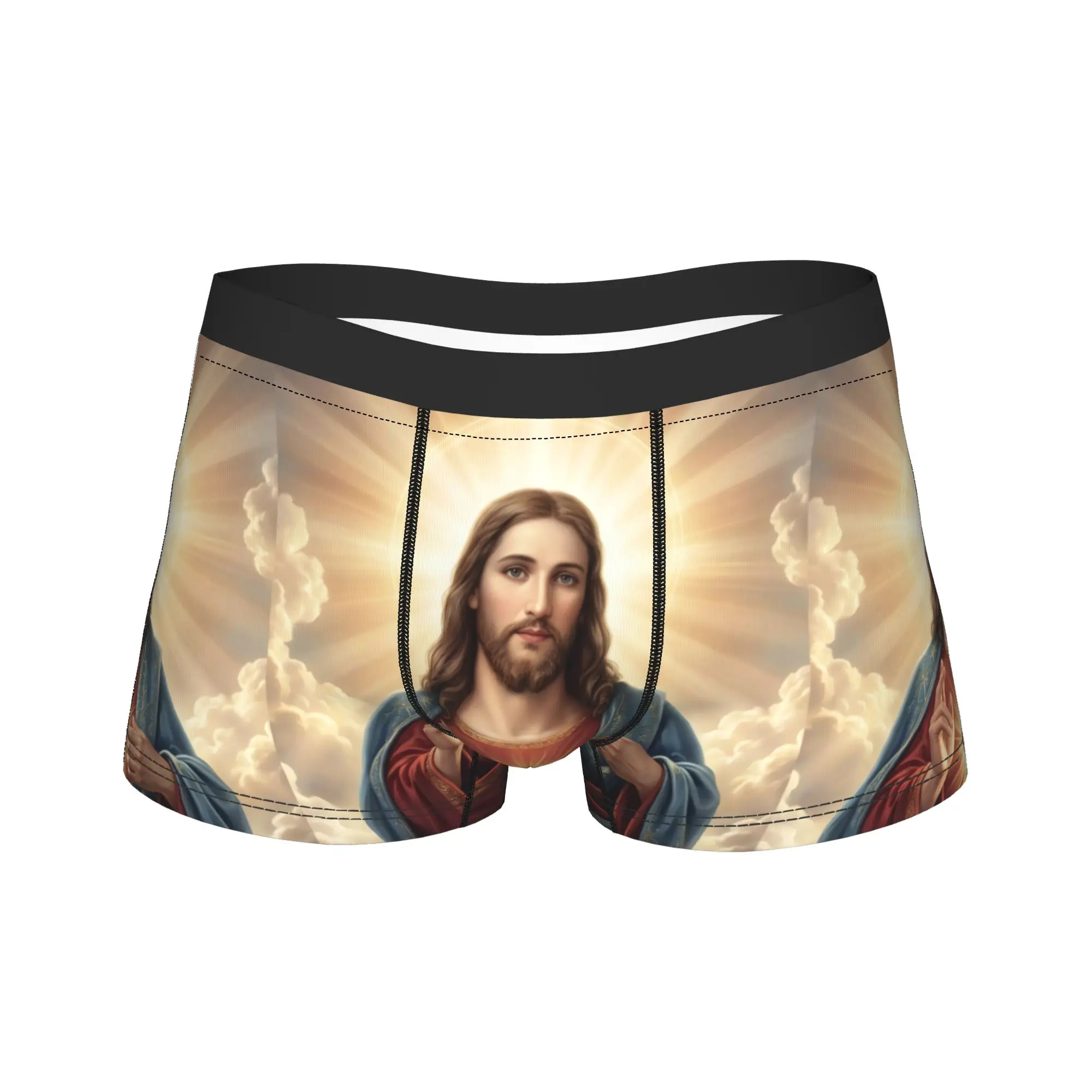 Jesus Radiant Heart Underwear  Elastic Underpants Printed Shorts Briefs For Man 3D Pouch Large Size Boxer Shorts