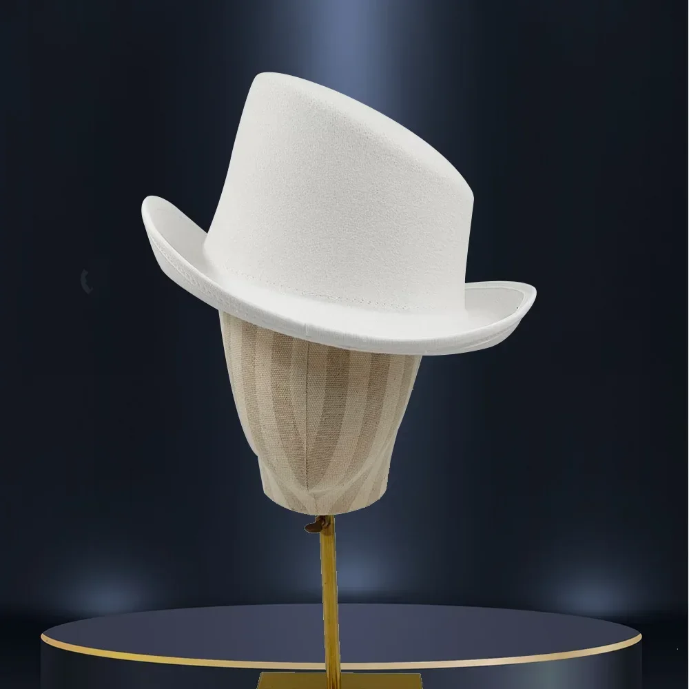 Stilvolle Herren-Fedora-Mütze mit abgewinkelter Kante – trendige Präsidentenmütze mit flacher Krempe für Herbst und Winter – warmes und