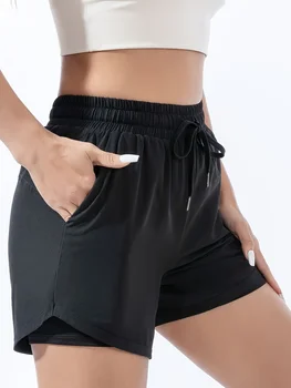 Women's Summer Quick Dry Sports Shorts High Waist Butt Lifting 2-in-1 Running Training…