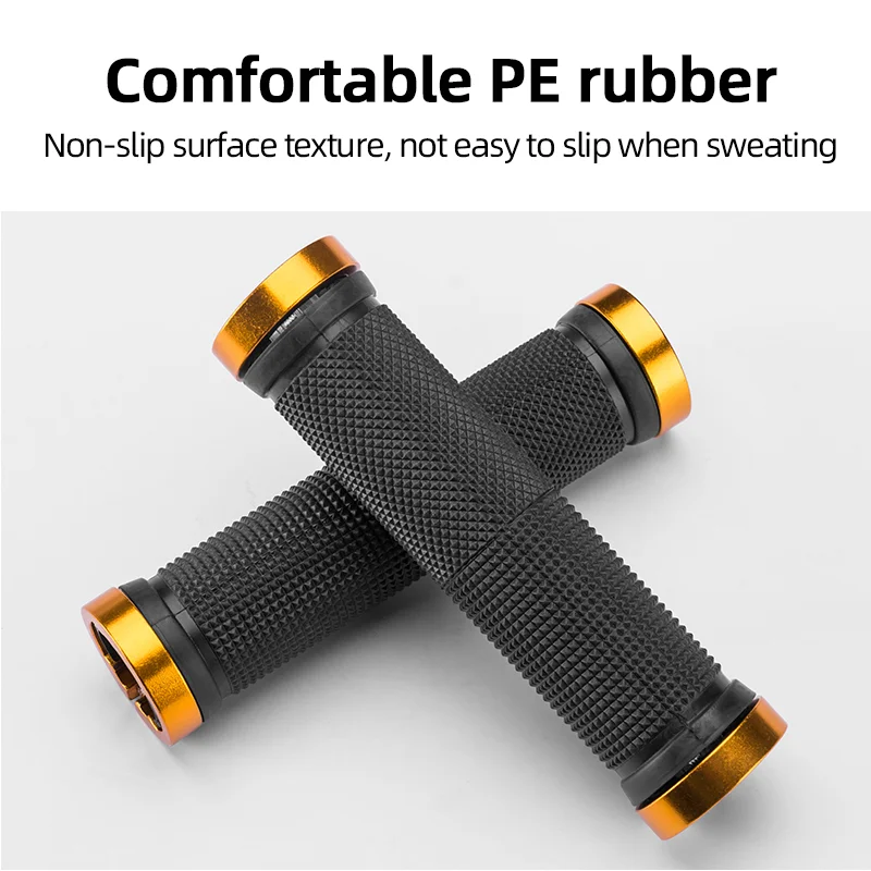 MTB Sleeve Bicycle Handle Grip Anti-skid Ergonomic Shock Absorption Rubber Grips Aluminum Alloy Cuffs Bilateral Lock Handlebar