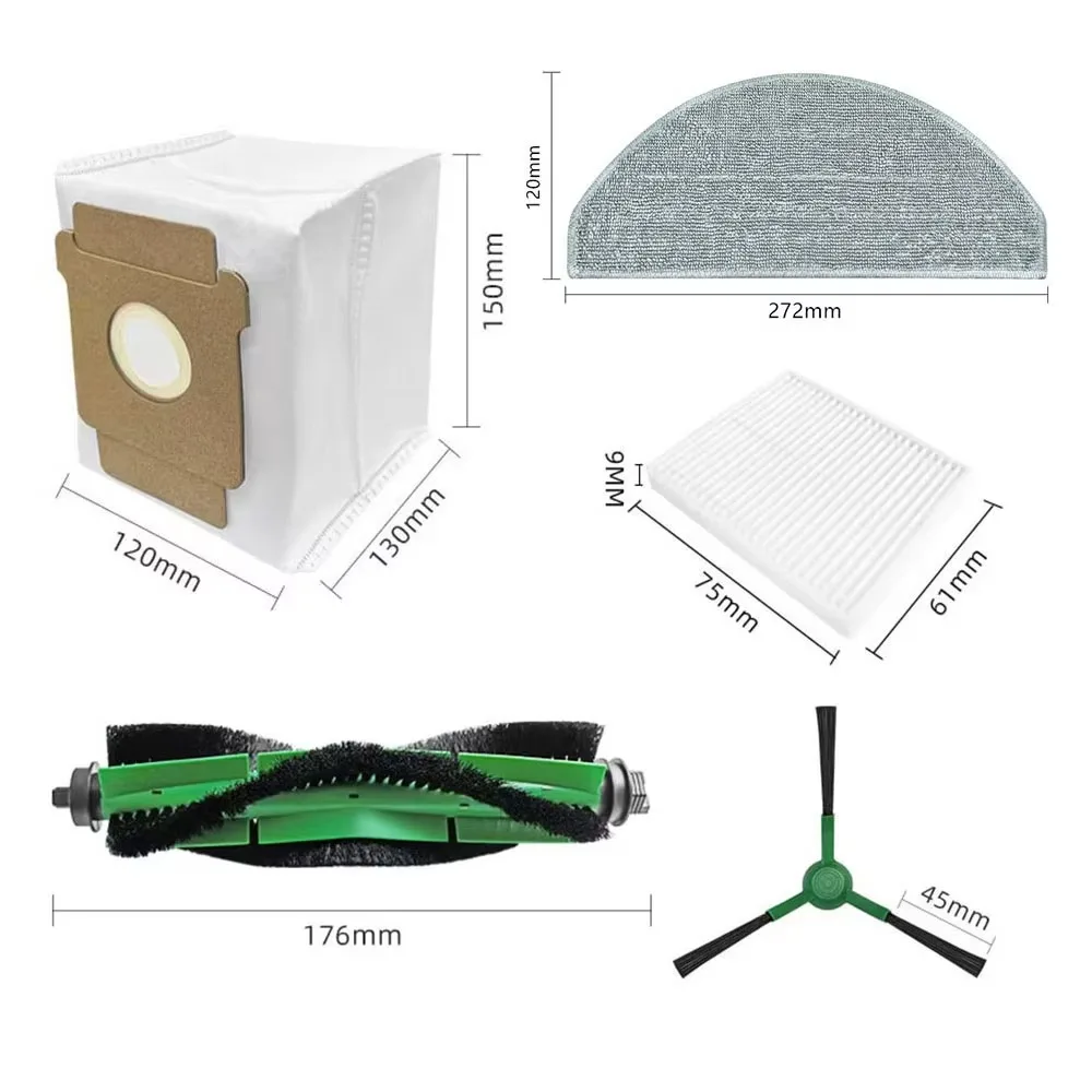 For iRobot Roomba Combo 2 Essential (Y051060/Y051260/Y051240) Side Brushes Hepa Filter Main Brush Dust Bag Mop Cloths