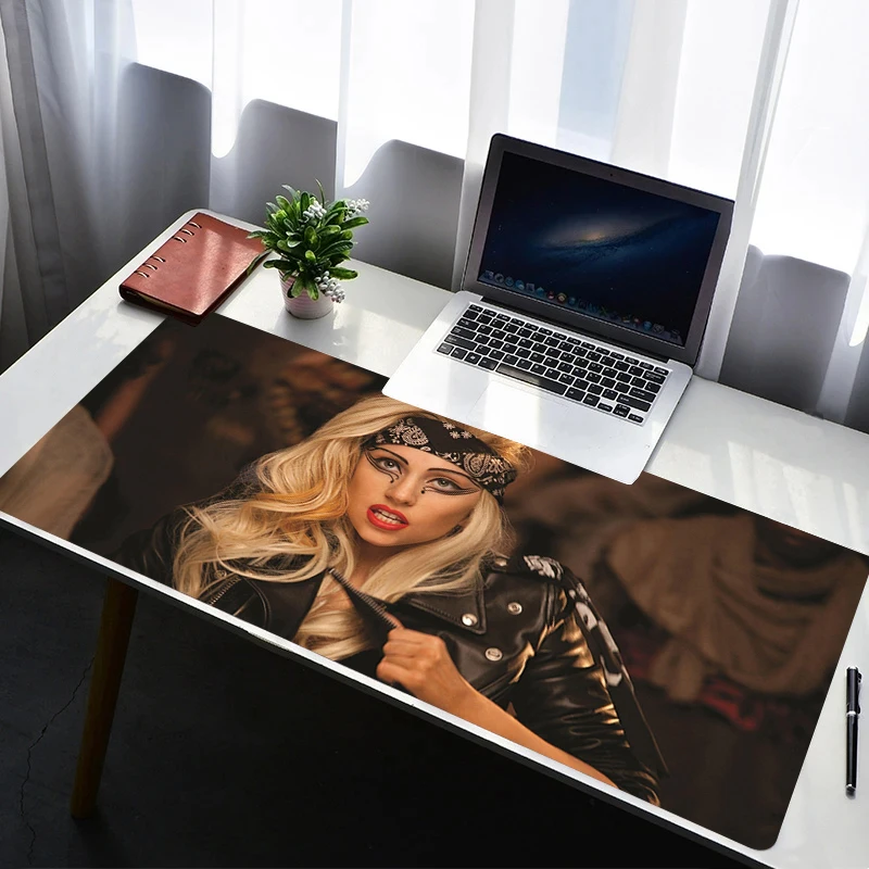 Alfombrilla de ratón grande para videojuegos, accesorios para ordenador portátil, alfombrilla de goma para escritorio, Actores famosos, L-Lady G-Gaga, Protector de escritorio, alfombrilla para teclado