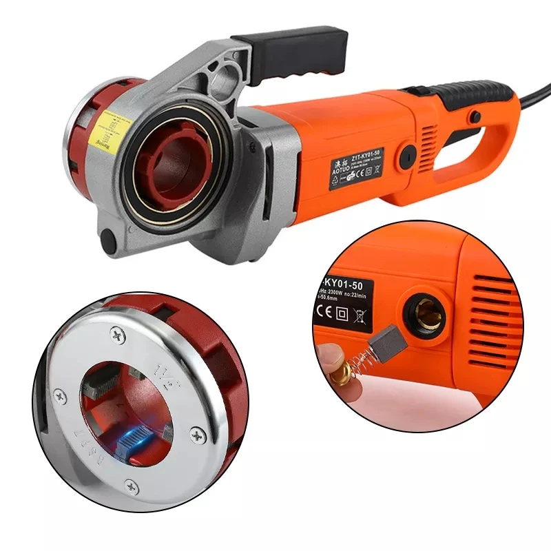 Máquina roscadora de tubos eléctrica portátil de 220V, tubería de acero manual, tubería de plástico, rosca de bisagra de tubo de hierro, roscado de tubos galvanizados