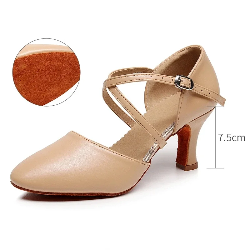 

Женская обувь для латинских танцев для взрослых, туфли на среднем высоком каблуке на мягкой подошве, танцевальная обувь для всех сезонов, танцевальная обувь для дома и улицы