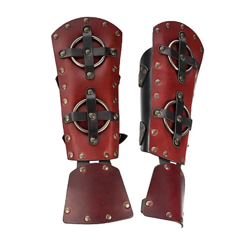 1 Pair Men Medieval Armor Armguard PU Leather Armor Gloves Steampunk Multilayer Belt Buckle Bracers Samurai Knight Cosplay Props