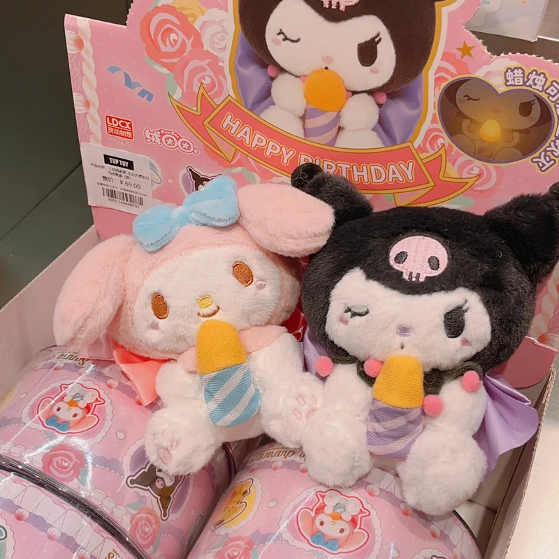 Orignal Sanrio Happy Birthday Series Blind Box Plushie Hello Kitty Kuromi Cinnamoroll Pochacco Figure Mystery Box Child Gift