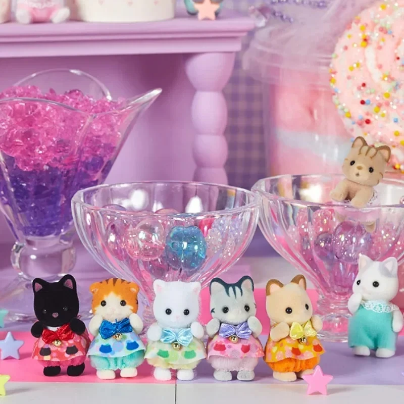 A Set Anime Sylvanian Doll Figure Kawaii Cute Decoration Model Pendant Forest Families Room Ornaments Kid Families Birthday Gift