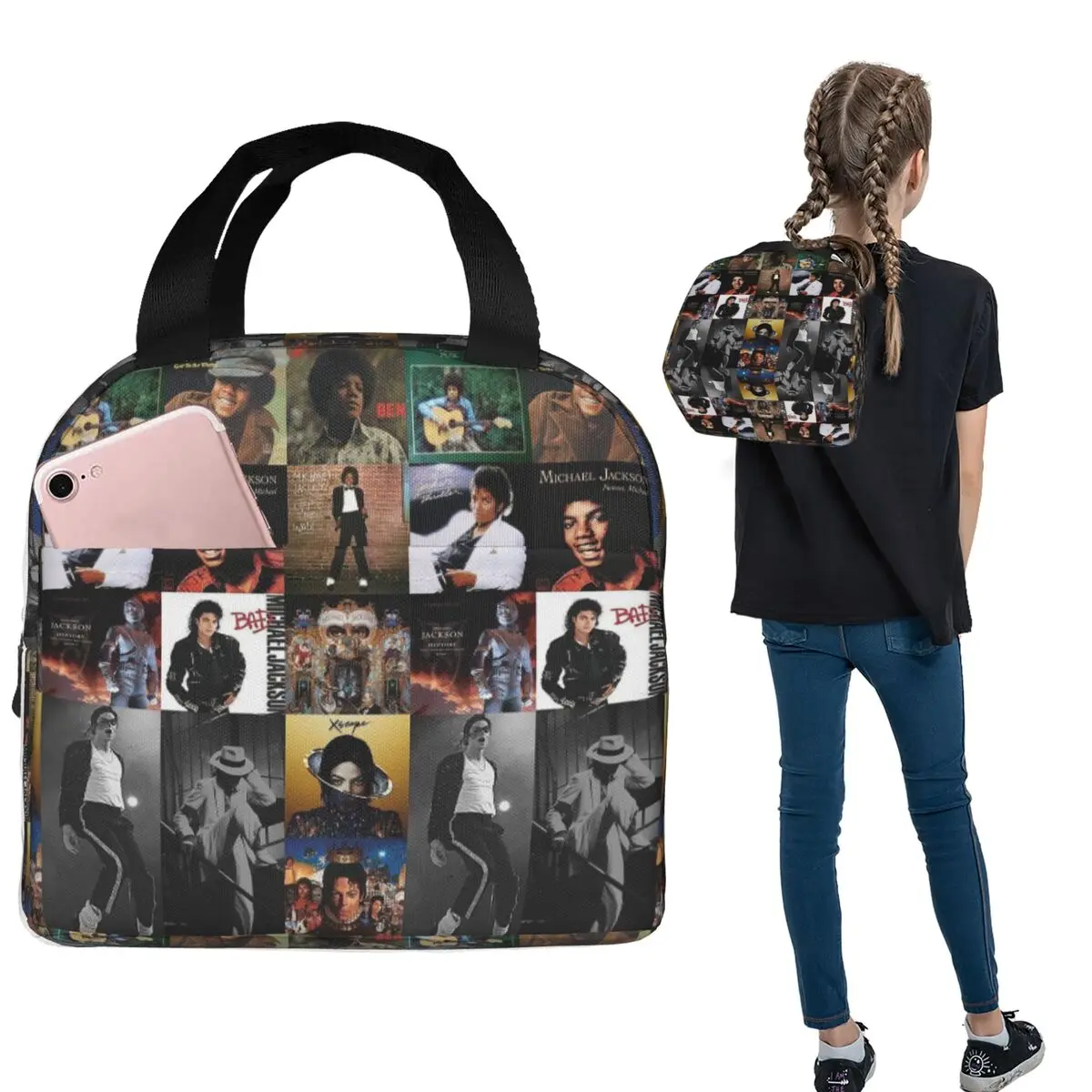 Michael Jackson Insulated Lunch Bag for Women Kids Portable Food Boxes Thermal Lunch Box Tote