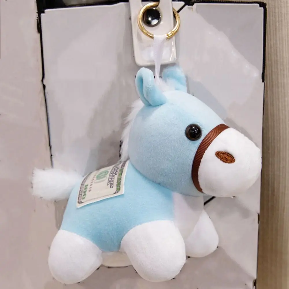 Portachiavi cavallo peluche cartone animato Copia ciondoli denaro Portachiavi animale di peluche Ornamenti di Capodanno Figurina zodiacale Pony Ciondolo zaino