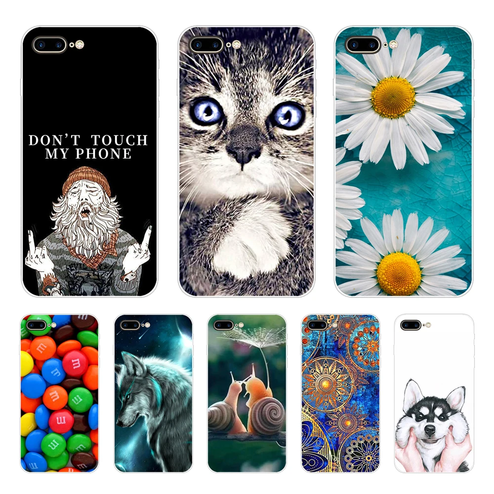 Cases For iphone 7 8 Case soft tpu Shell back Cover For Apple iPhone 7 8 plus Bag Funda coque etui bumper paiting flower rose