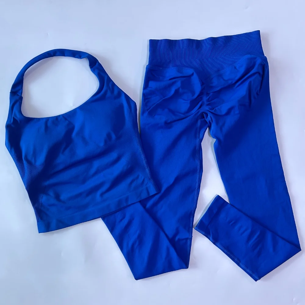 Dames Impact Gym Set: Top zonder rug, high waist scrunch shorts, fitness activewear, naadloze workout set