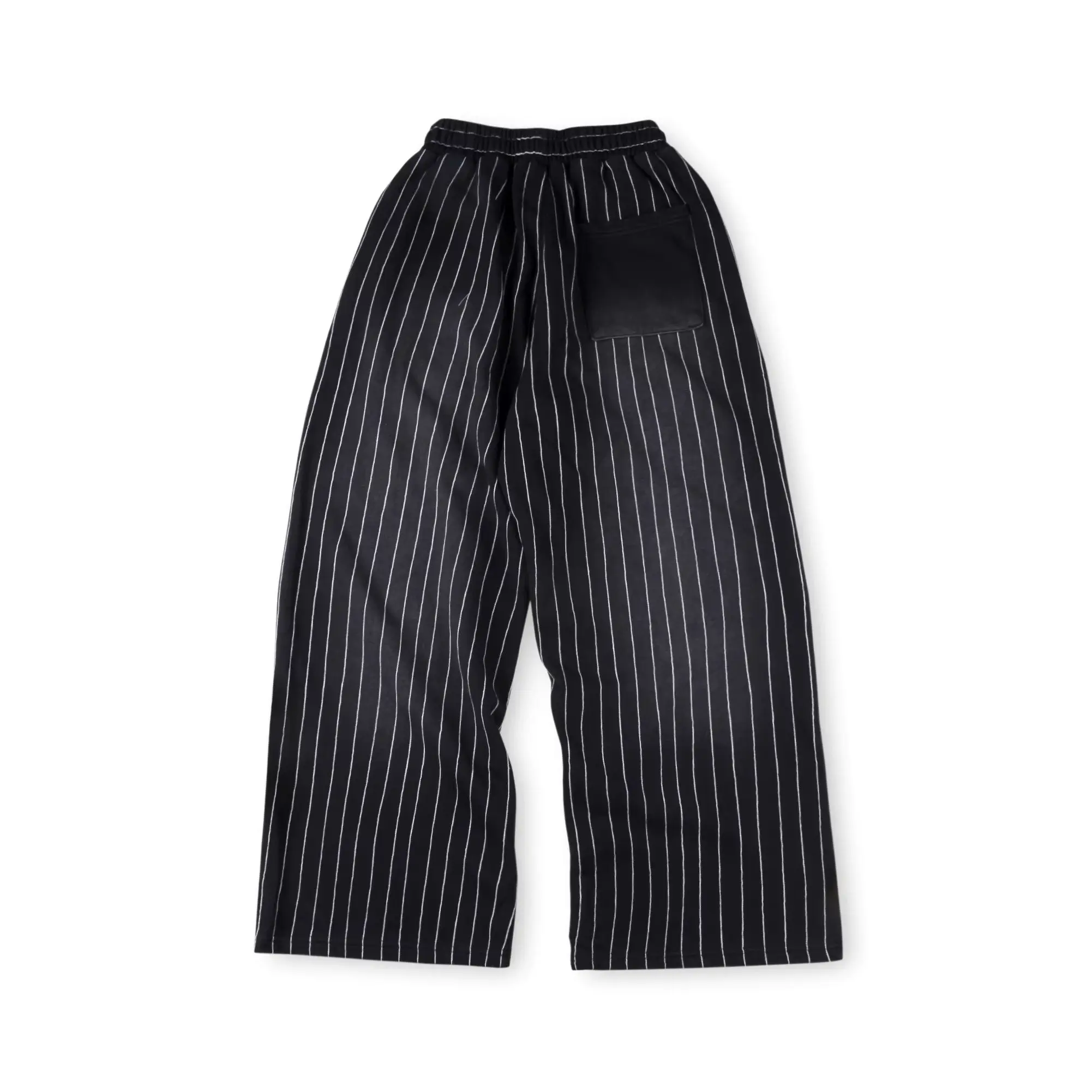 Vertabrae American trendy and individualistic ripped pairs with classic vertical striped wide-leg casual trousers