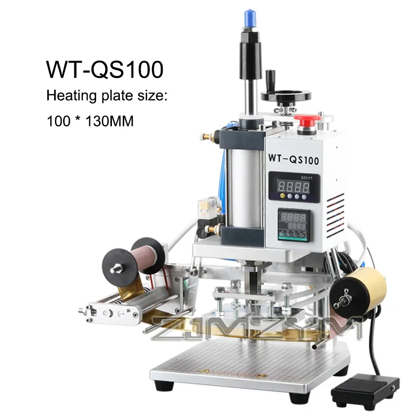 WT-Q100/ WT-QS100 Pneumatic Hot Foil Stamping Machine Desktop Leather Stamping Hot Press Embossers Heat Press Machine 220V/110V