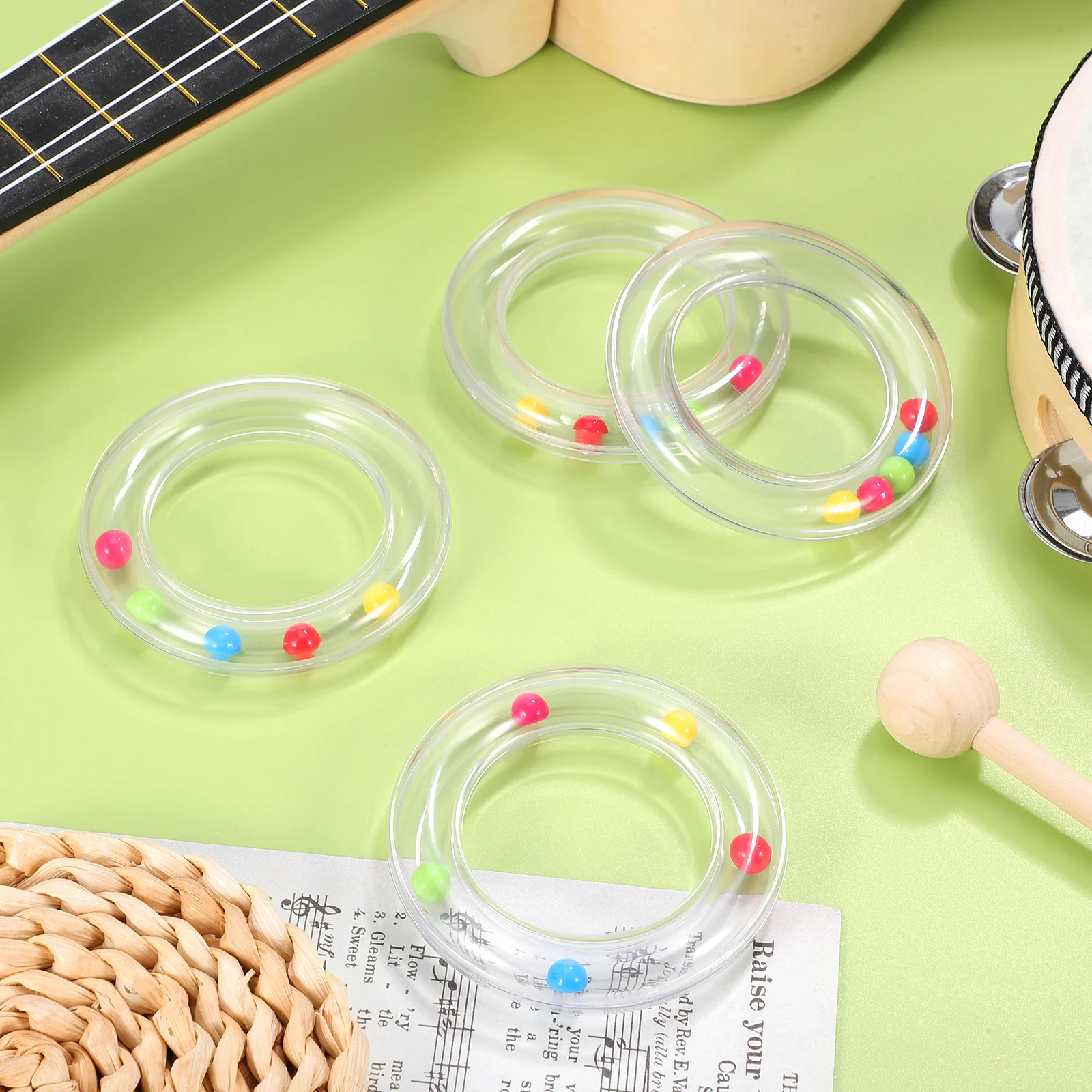 6 ชิ้น กระดิ่งมือพลาสติกใสแบบพกพาสำหรับเด็กทารก ของเล่นเขย่ามือ กระดิ่งดนตรี ของเล่นเสริมพัฒนาการดนตรีสำหรับเด็กเล็ก